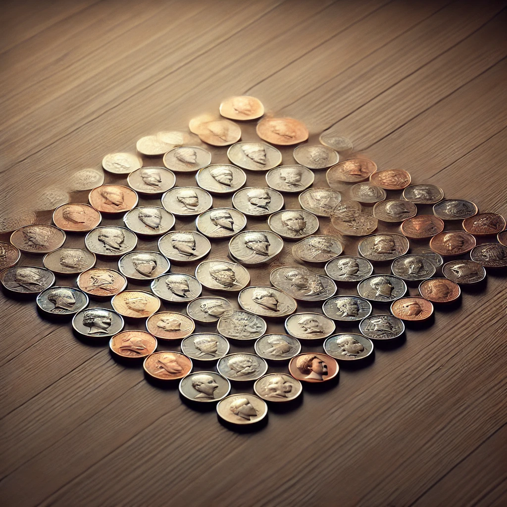 coins on a table